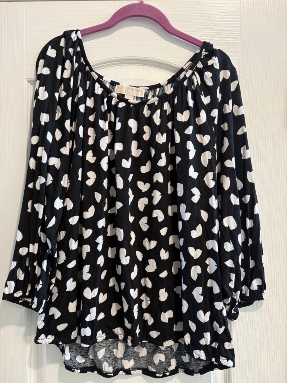 Michael Kors Black Blouse with White Heart Print